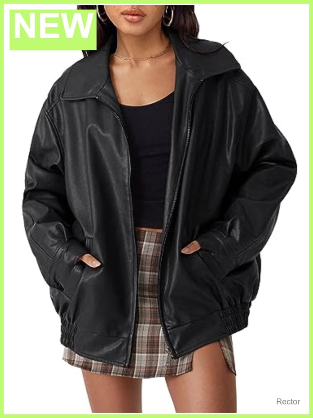 Women's Oversized Faux Leather Motorcycle Jacket Motorcycle Bomber for Fall